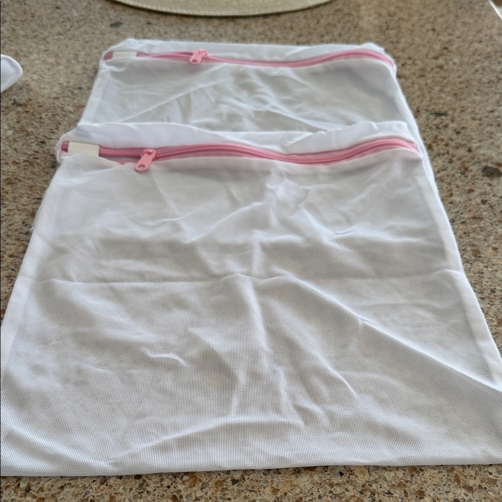 White and Pink Mesh Laundry Bag  Bottoms